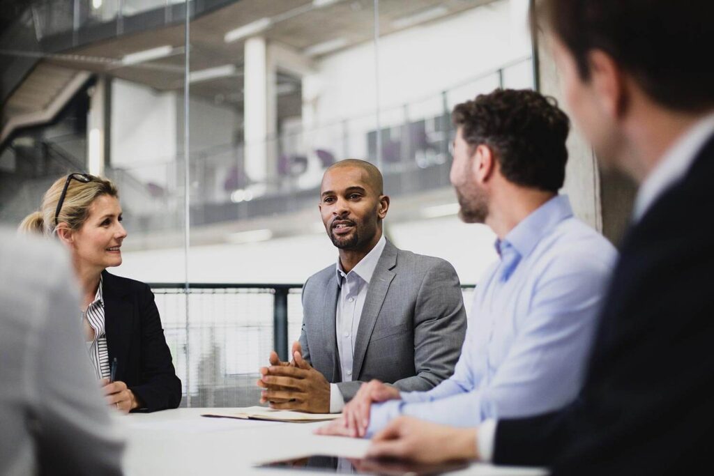 Startup business workers gathering for a meeting